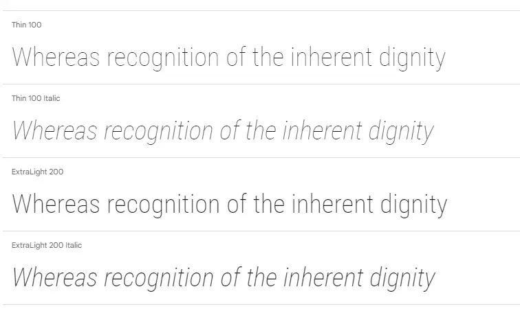 come è fatto il font Roboto Condensed